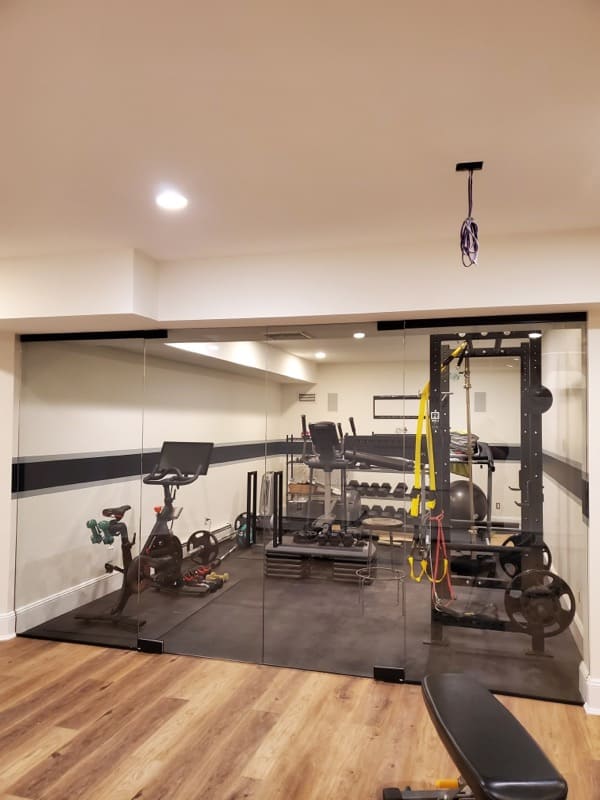 Bars, Dens, Studies & Wine Cellars 13 Basement remodeled into a home workout space